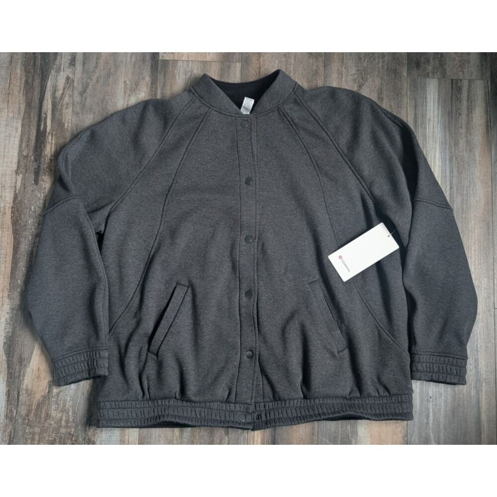 Lululemon Scuba Oversized Varsity Jacket Plush Heathered Charcoal Grey XL/XXL